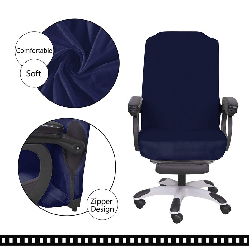 SARAFLORA Office Chair Cover- Large, Navy- Removable Computer Chair Covers for Office Chair with Zipper for Universal Rotating Chair Desk Chair Cover High Back Chairs Seat Washable Protector for Pets - Image 5